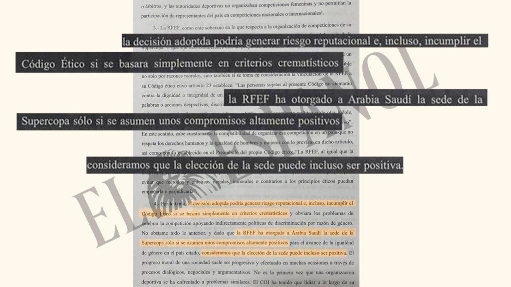 Extracto del informe del Comité Jurisdiccional Sección Ética de la RFEF