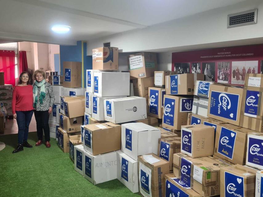 CSIF CyL entrega más de una tonelada de alimentos para los refugiados ucranianos en España