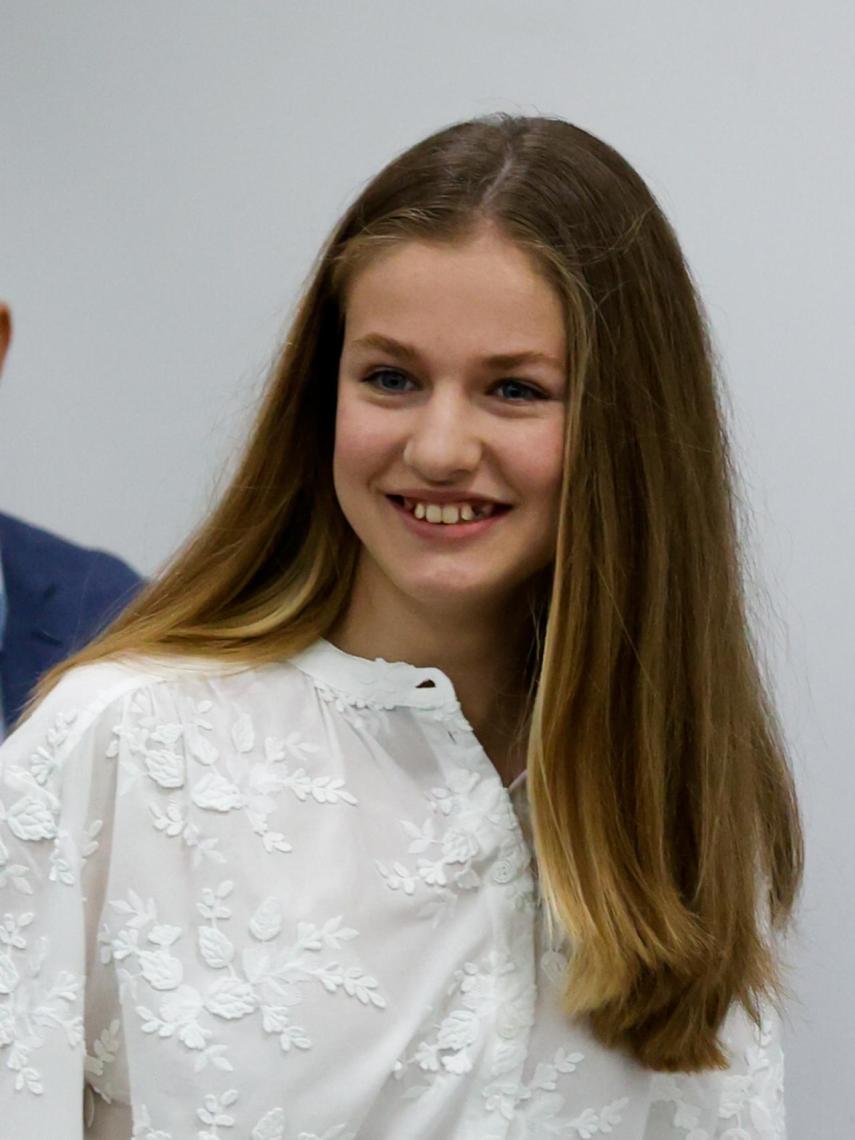 La princesa Leonor, el miércoles 20 de abril durante su visita al instituto Julio Verne de Leganés.