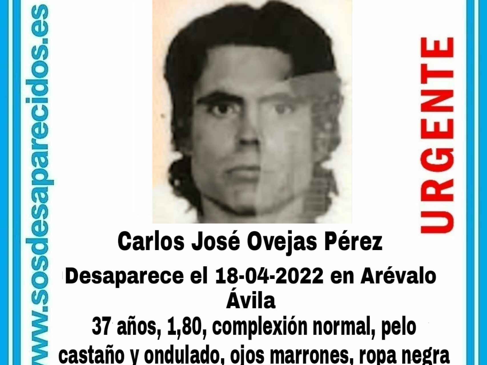 Desaparece un hombre en Arévalo, según ha informado SOS Desaparecidos