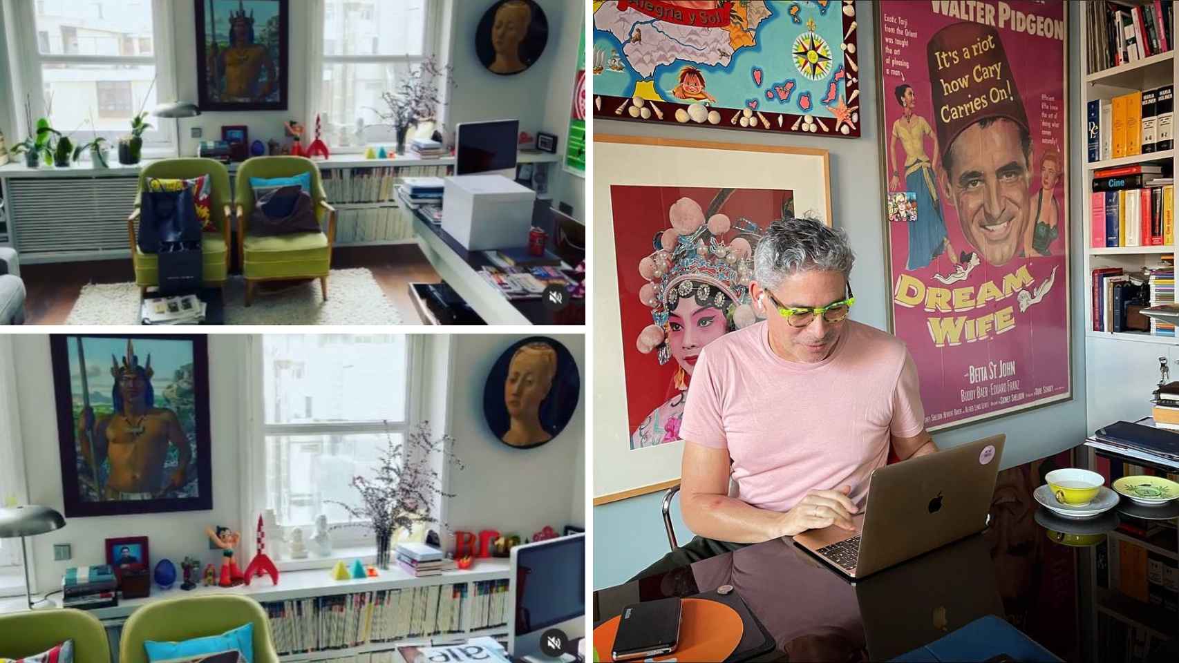 Boris Izaguirre trabajado en su despacho de su casa de Madrid.
