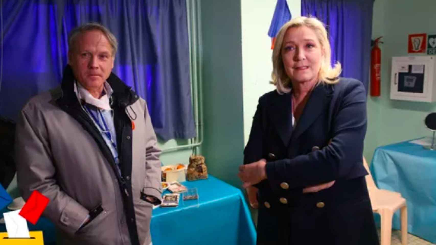Philippe Olivier y Marine Le Pen.