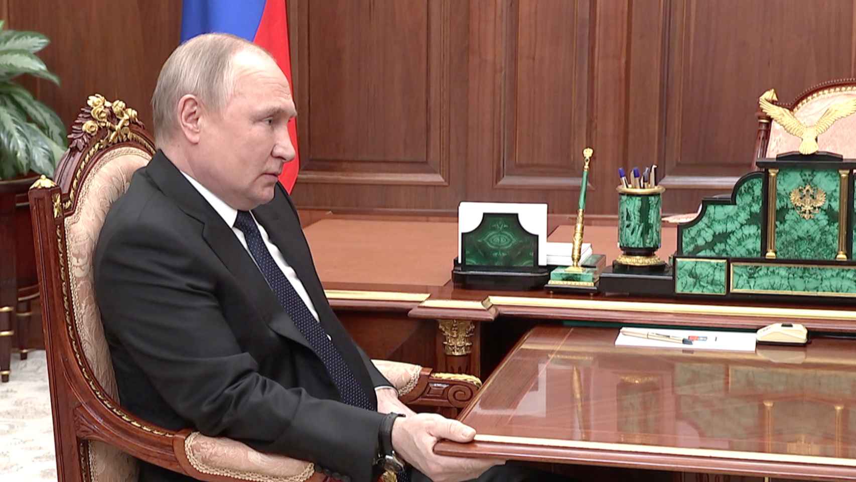 Vladimir Putin, en la última reunión televisada.