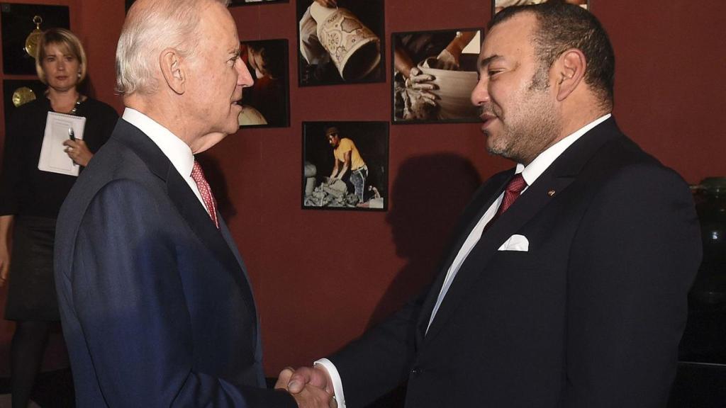 El presidente de los Estados Unidos, Joe Biden, junto al rey Mohammed VI de Marruecos.