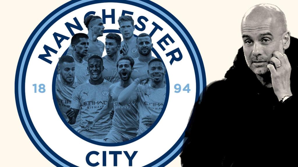 Pep Guardiola y su multimillonaria plantilla en el Manchester City