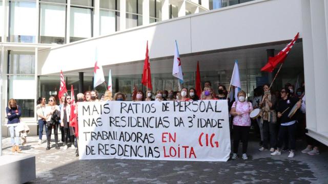 Protesta esta mañana en el Espacio Amizar.