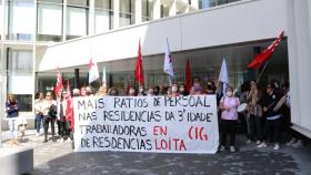 Protesta esta mañana en el Espacio Amizar.