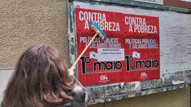 Carteles de la manifestación de la CIG por el 1 de mayo.