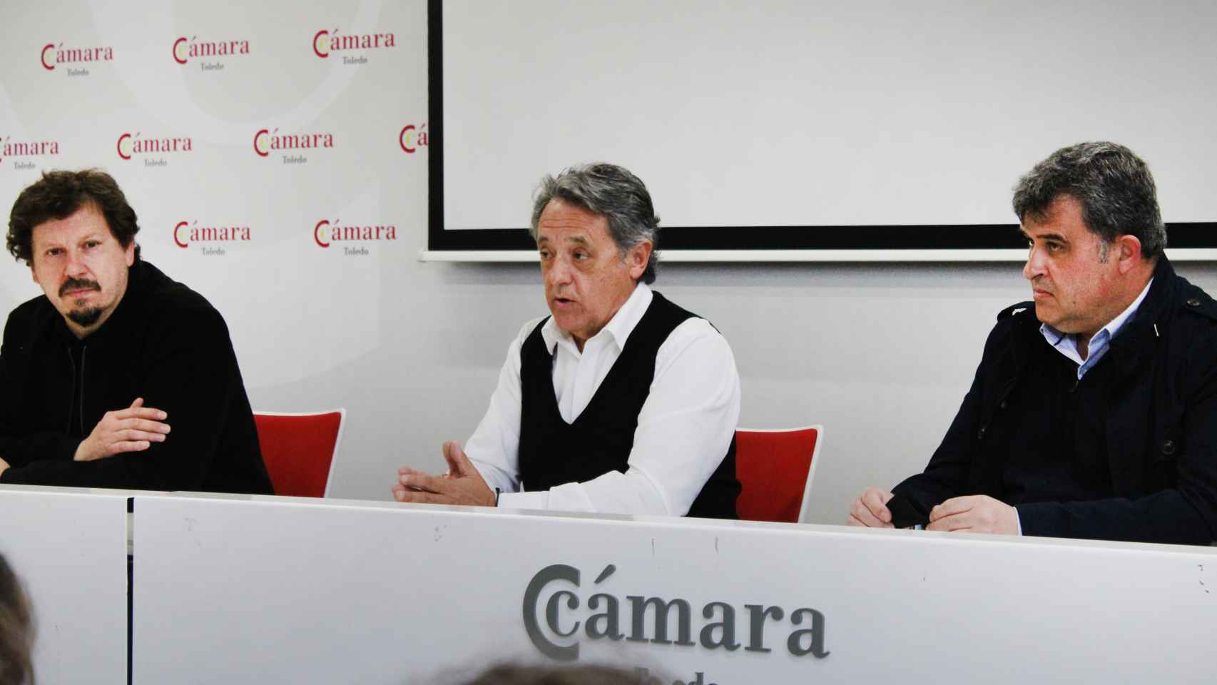 Andrés Martínez, César María Duro y Manuel Morales, de izquierda a derecha.