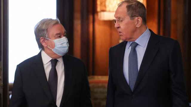 António Guterres y Sergey Lavrov, en su encuentro de este martes.