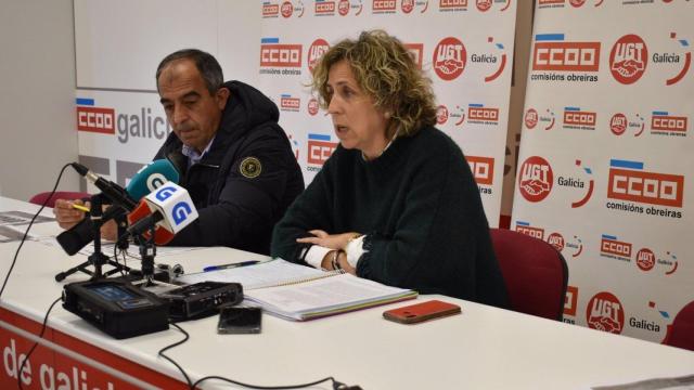 Rueda de prensa de CCOO y UGT para presentar los actos del 1º de Mayo en Galicia