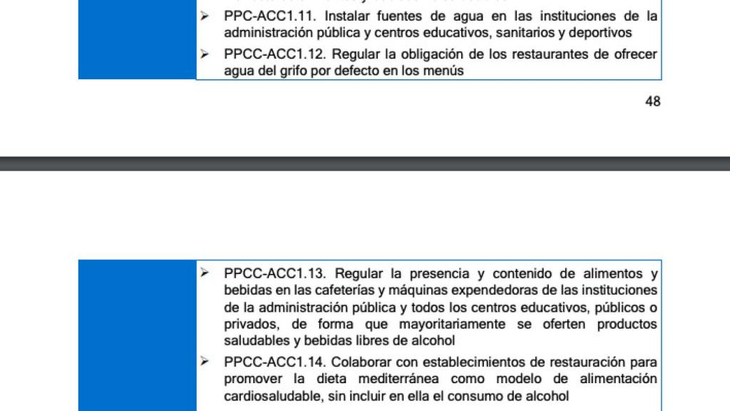 Antiguos puntos de la estrategia en los que se concretaban las acciones derivadas del consumo de alcohol.