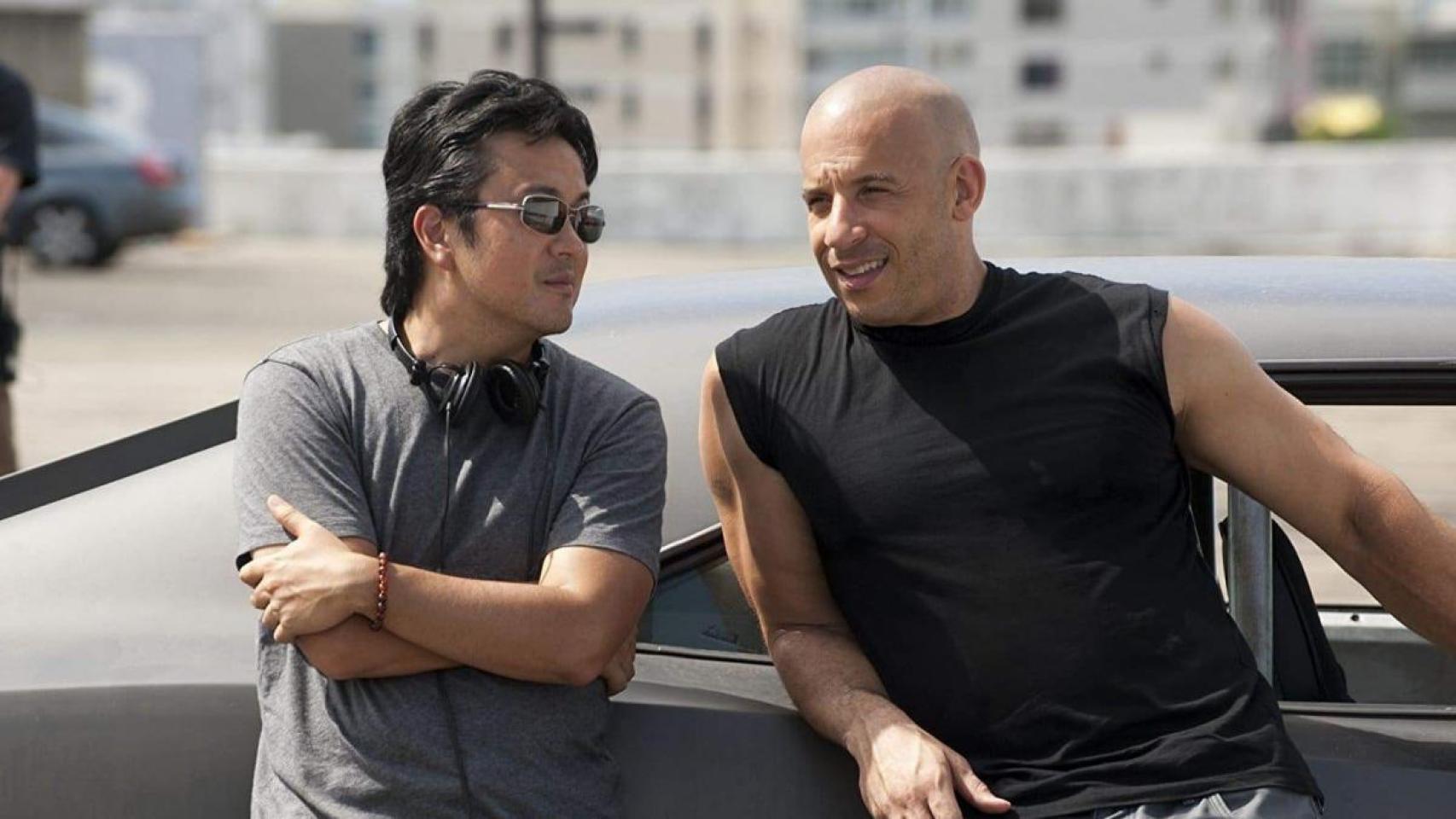 Justin Lin junto a Vin Diesel durante el rodaje de ‘Fast and Furious’.