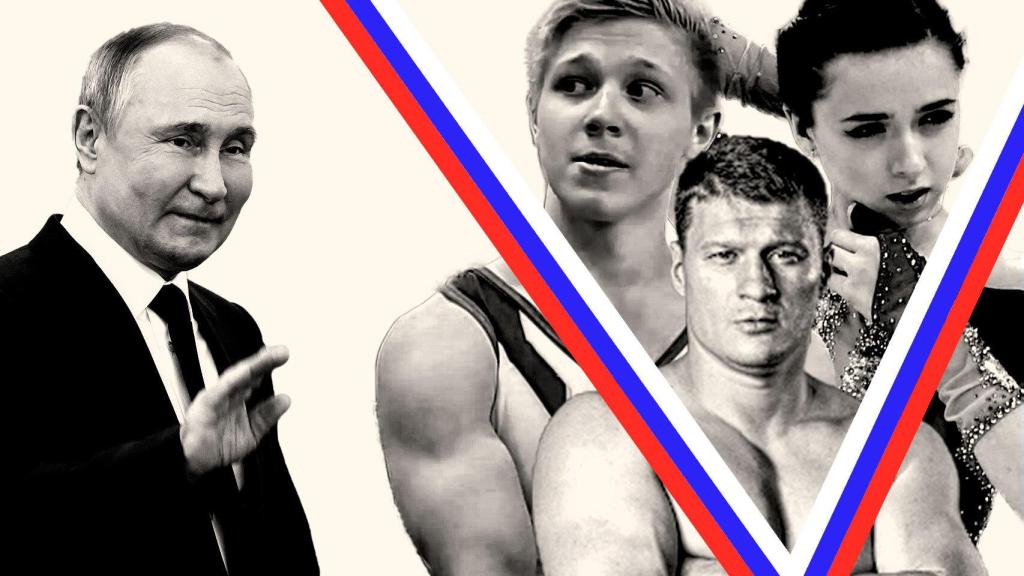 Vladimir Putin, Ivan Kuliak, Kamila Valieva y Alexander Povetkin