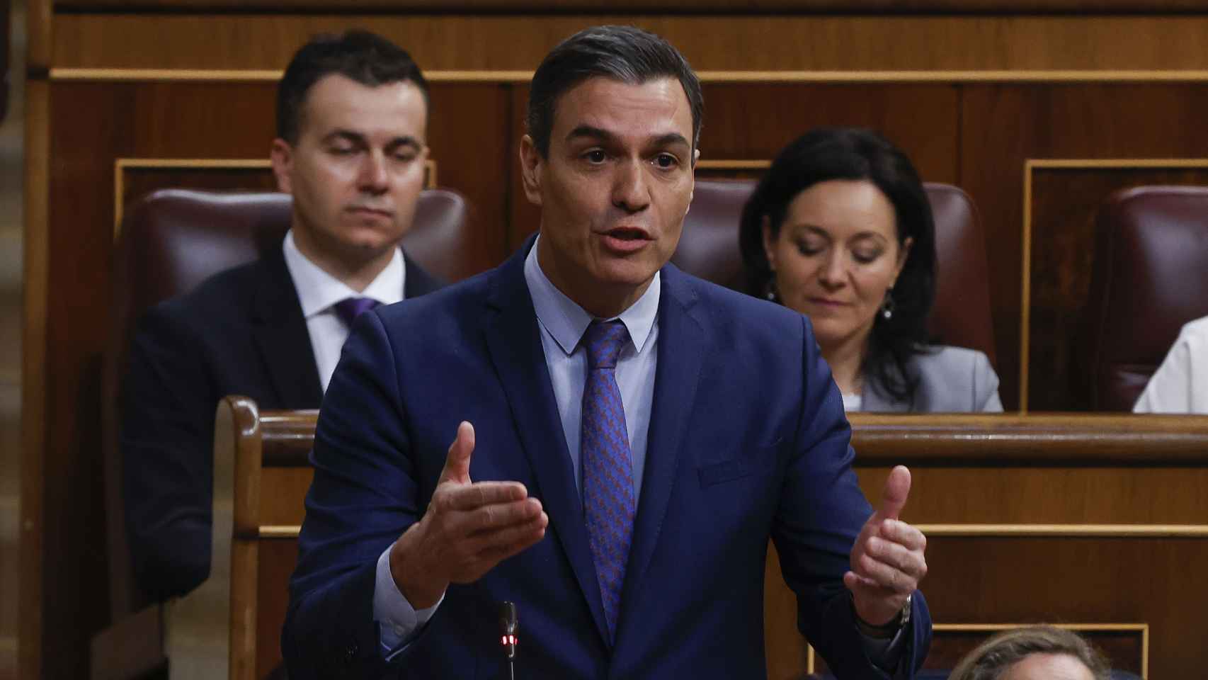 Pedro Sánchez, presidente del Gobierno, este miércoles en la sesión de control del Congreso.