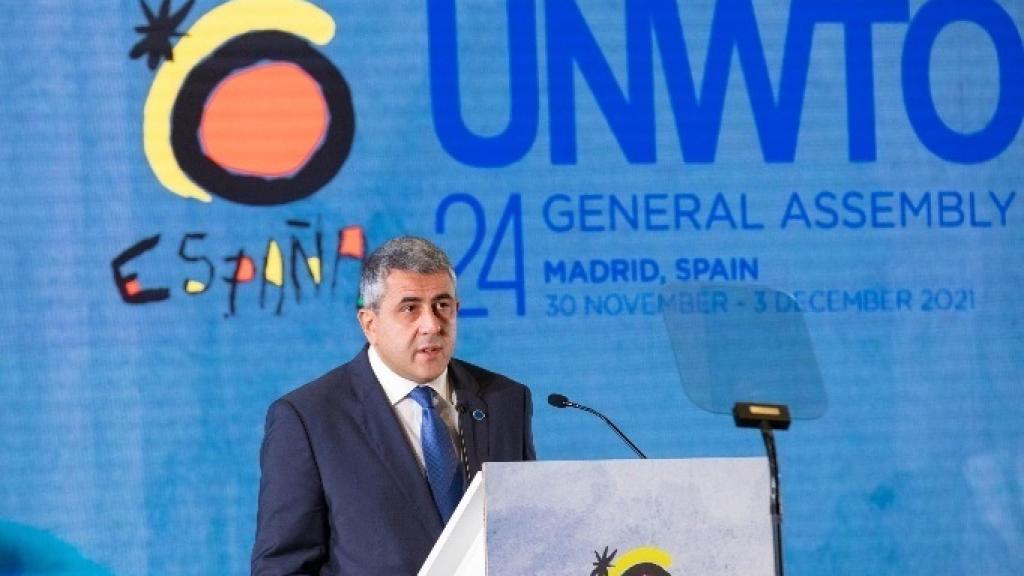 Zurab Pololikashvili, secretario general de la OMT, durante la 24 asamblea general del organización en Madrid.