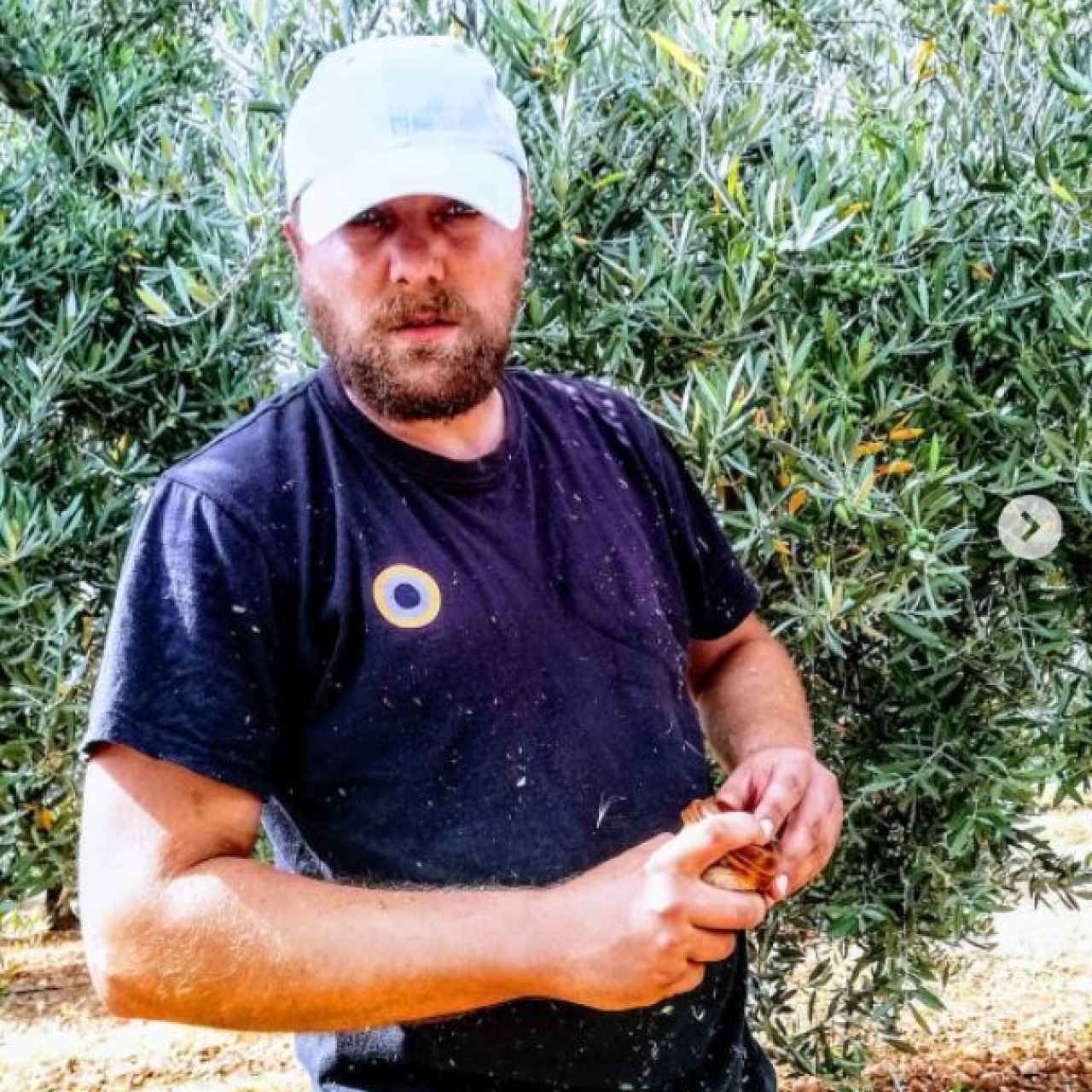 Tomy Rohde, en el olivar, en una imagen de su cuenta de Instagram.