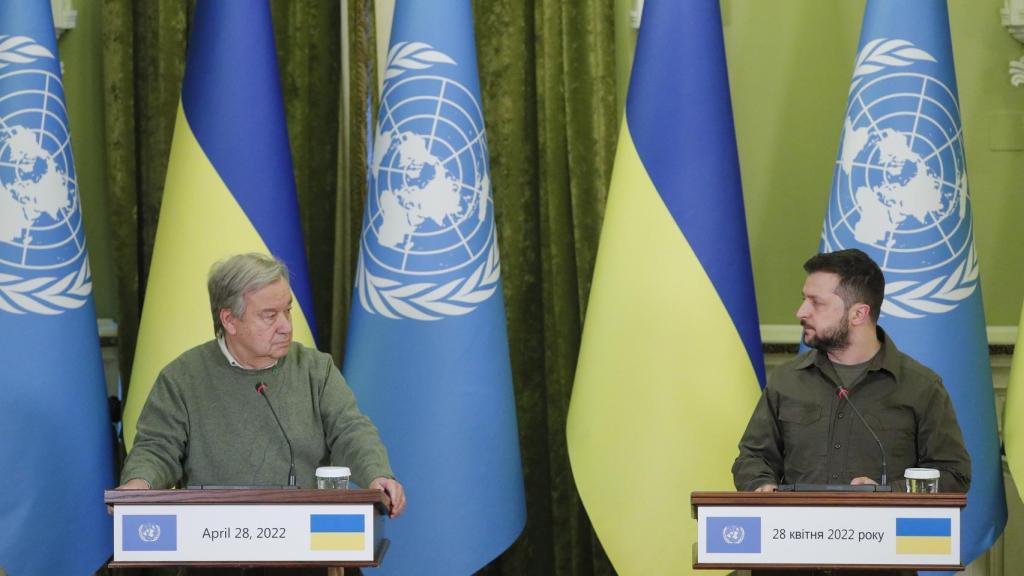 Antonio Guterres y Volodímir Zelenski.