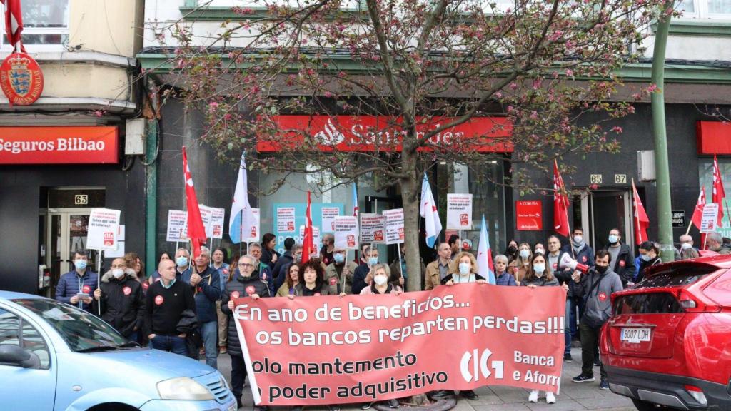 Protesta de la CIG hoy en A Coruña.