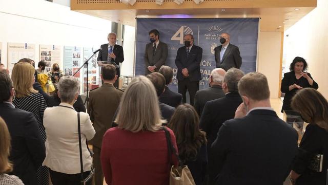 Inauguración de la muestra ‘El poder de la palabra. 40 años del Parlamento de Galicia’ en A Coruña.