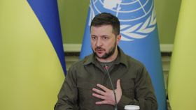 El presidente de Ucrania, Volodímir Zelensky, en rueda de prensa este jueves en Kiev.