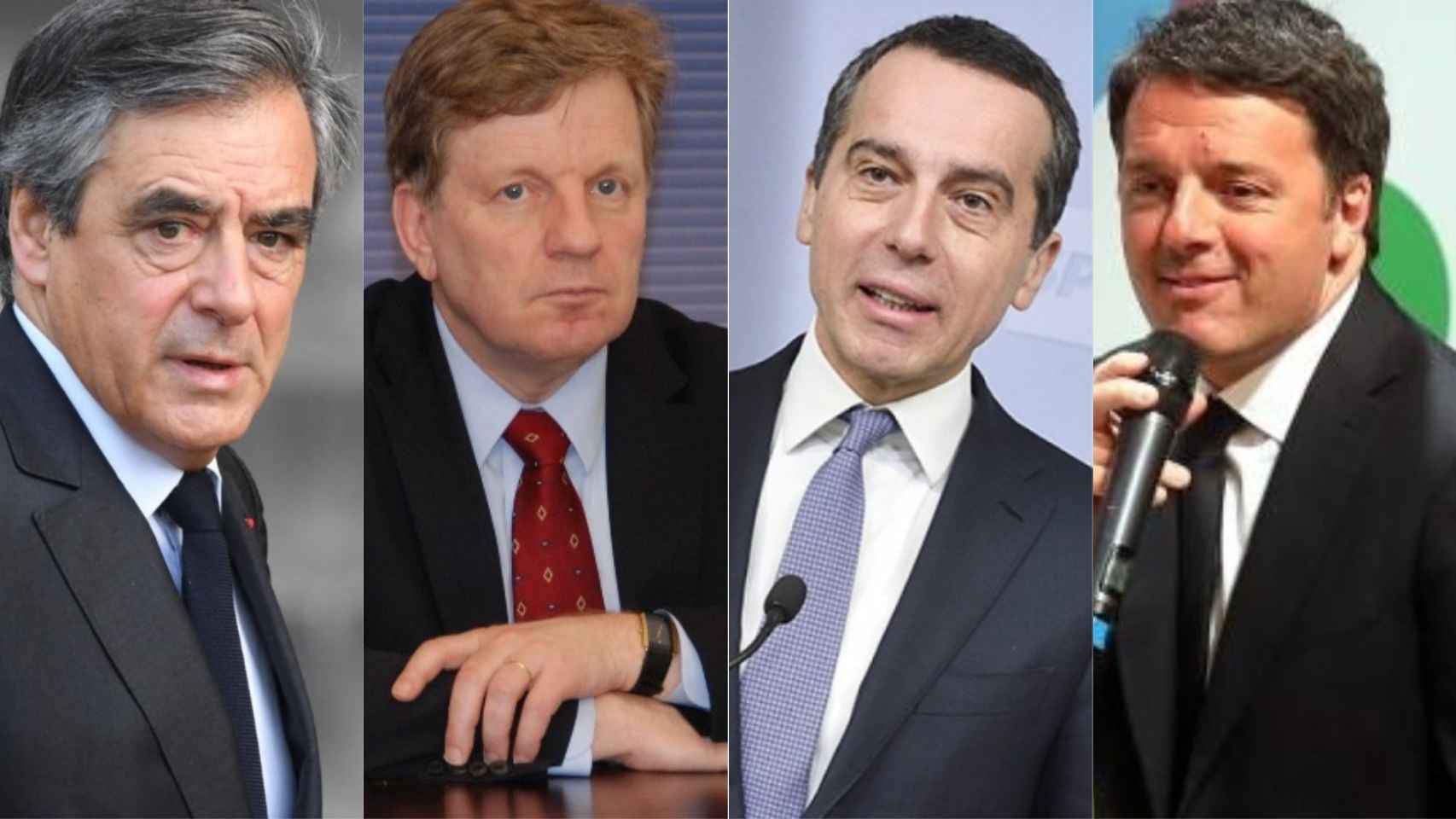 Los expresidentes de Gobierno Fillon, Aho, Kern y Renzi.