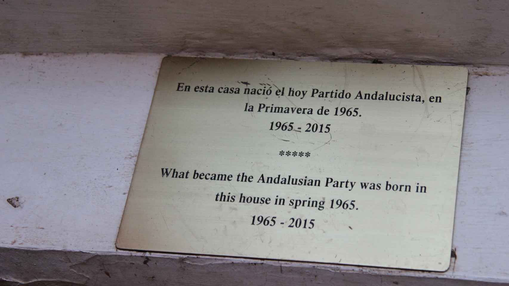 Placa del Partido Andalucista 1965-2015