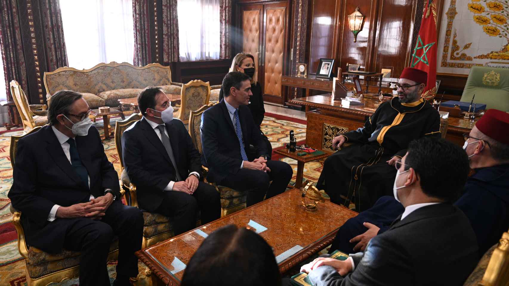 Pedro Sánchez durante su encuentro del pasado 7 de abril con Mohamed VI en Rabat.