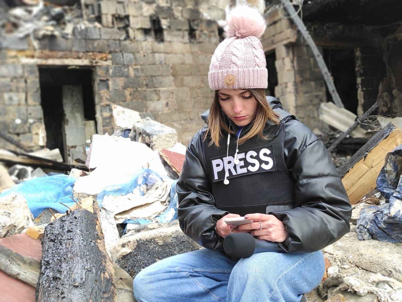 La periodista vallisoletana Sara Rincón en Ucrania.