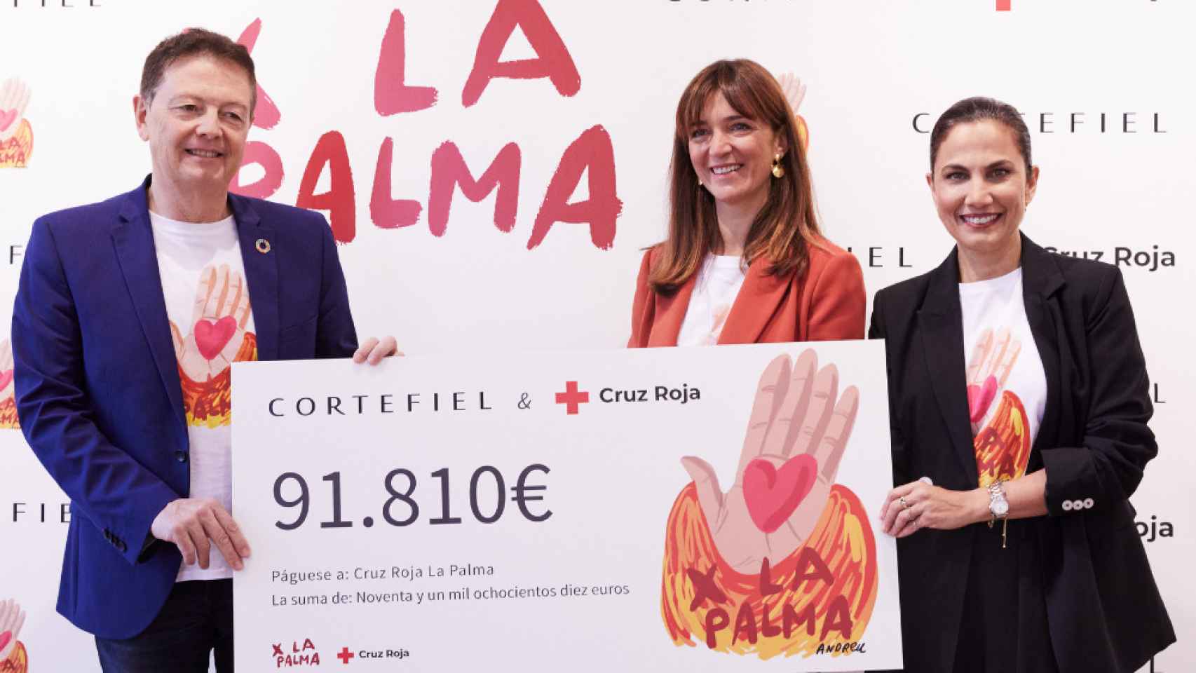 De izquierda a derecha: David Gregori (director de alianzas, Cruz Roja), María Sañudo (directora de marketing, Cortefiel) y Toni Acosta (actriz).