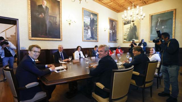 Alberto Núñez Feijóo, durante la reunión del Consello de la Xunta que ha celebrado este viernes tras presentar su dimisión.