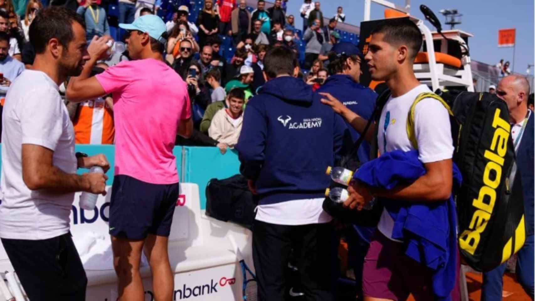 El encuentro entre Carlos Alcaraz y Rafa Nadal en el Mutua Madrid Open