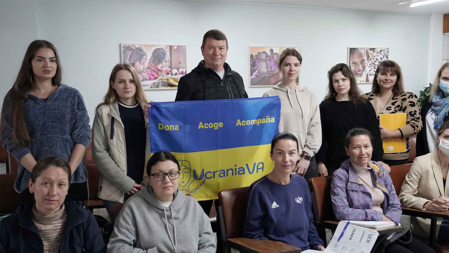 Refugiados ucranianos en clase de español en Valladolid