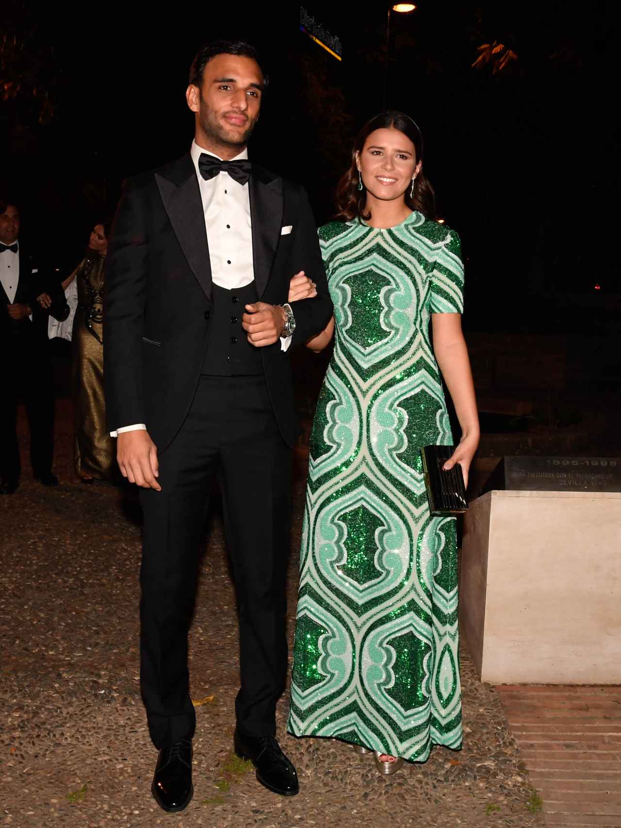 Tana Rivera junto a su novio, Manuel Vega, llegando a la cena de de gala previa a la exhibición de la Exhibición de Enganches.