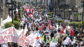 Concentración de sindicatos en Vigo un 1 de mayo.