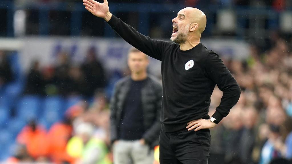 Pep Guardiola, en un partido del Manchester City de la temporada 2021/2022