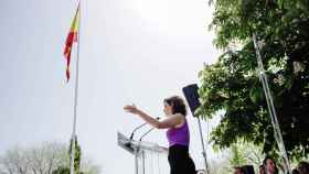 Isabel Díaz Ayuso interviene en el acto de campaña para presentar su candidatura a liderar el PP de Madrid.