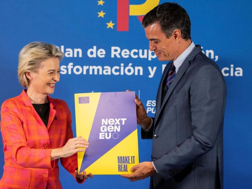 Von der Leyen y Sánchez, en la presentación del proyecto Next Generation.