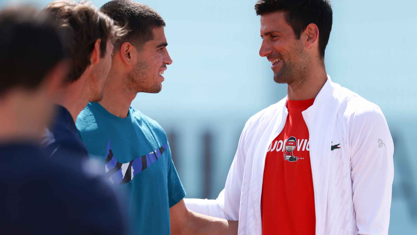 Novak Djokovic y Carlos Alcaraz, en el Mutua Madrid Open.