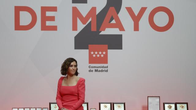 La presidenta de la Comunidad de Madrid, Isabel Díaz Ayuso, durante el acto de entrega de medallas de la Comunidad de Madrid en 2022
