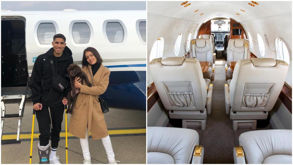 Hiba Abouk y Achraf Hakimi se suelen decantar por el avión tipo Hawker 400 para sus desplazamientos.