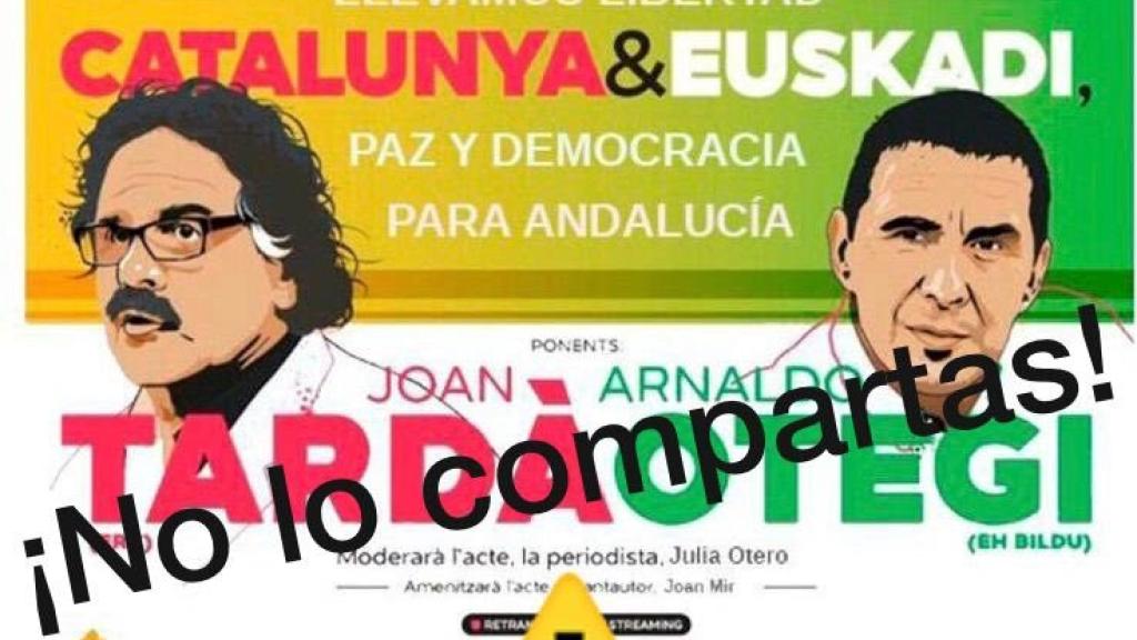 Cartel falso del acto de Otegi y Tardá.