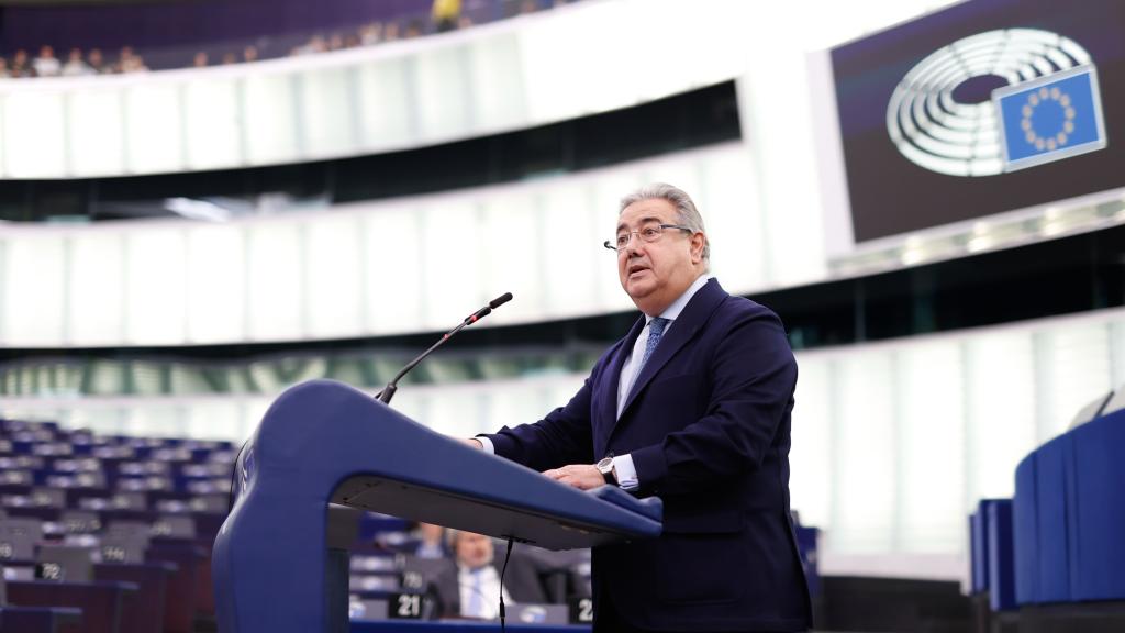 El ex ministro del Interior, Juan Ignacio Zoido, durante el debate en la Eurocámara sobre Pegasus