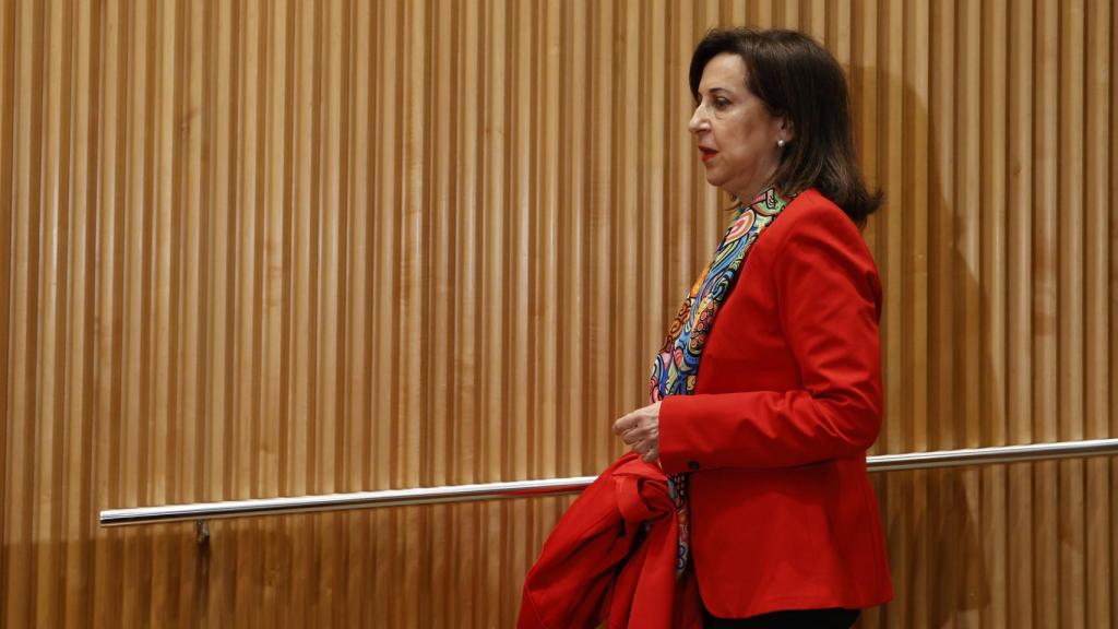 La ministra Margarita Robles, este miércoles a su llegada a la Comisión de Defensa, en el Congreso de los DIputados.