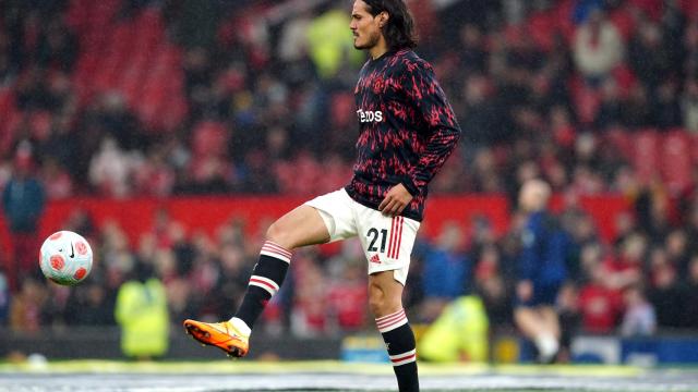 Edinson Cavani, durante un calentamiento.