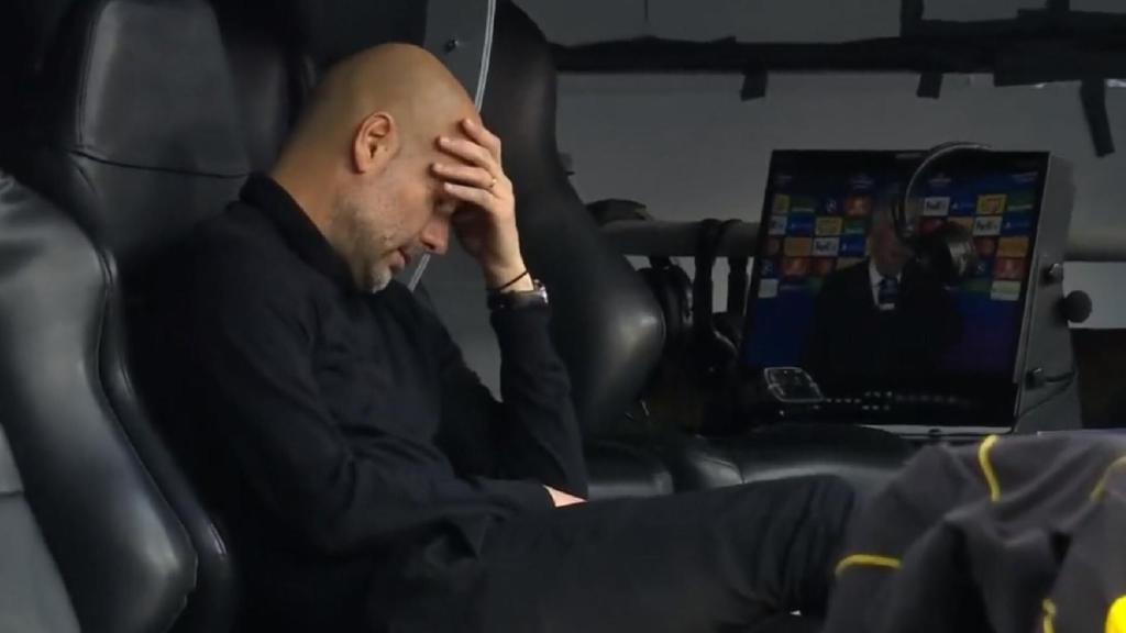 El gesto de Pep Guardiola al escuchar a Carlo Ancelotti.