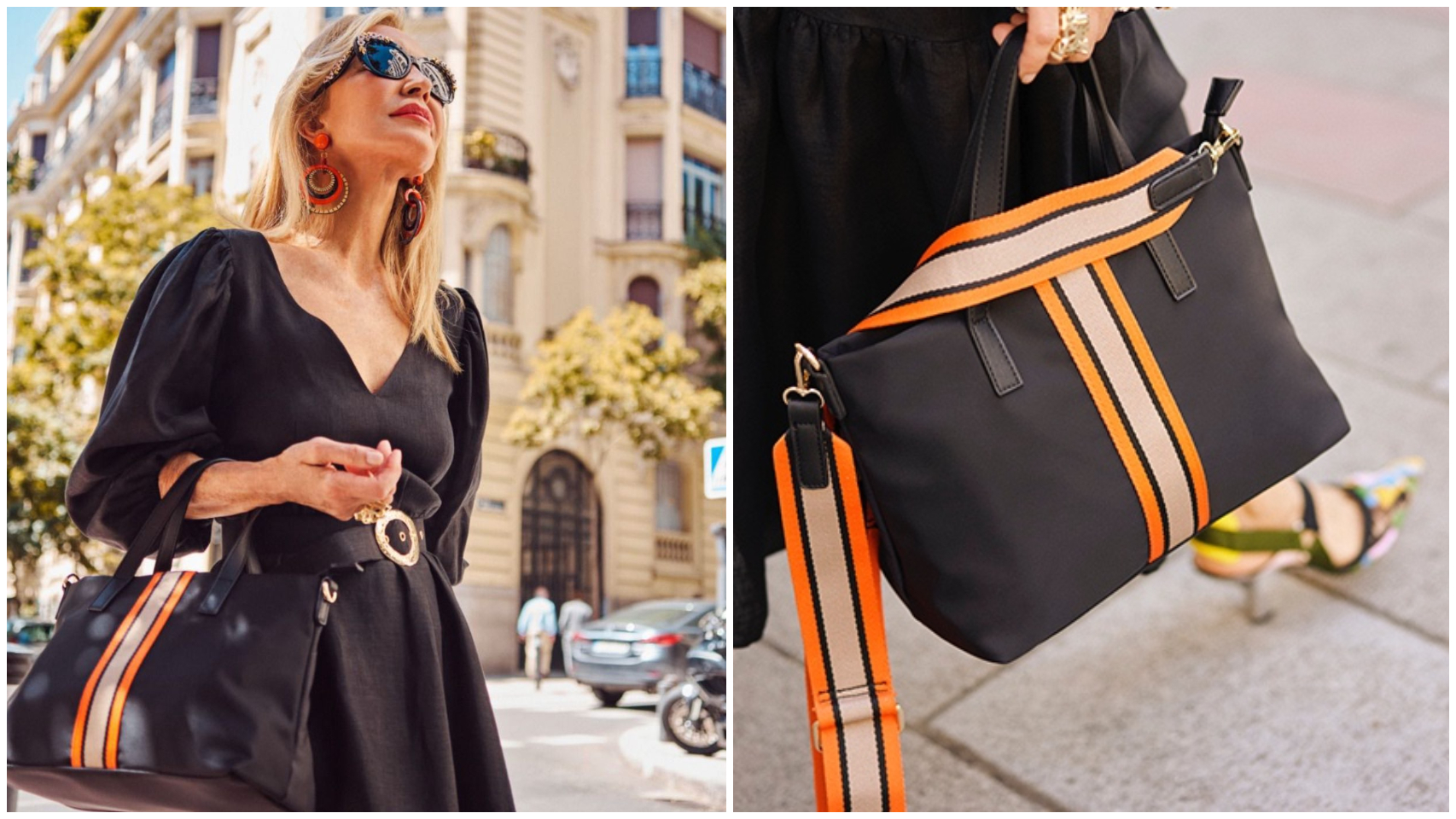 Carmen Lomana con su bolso de edición limitada diseñado por ella misma.