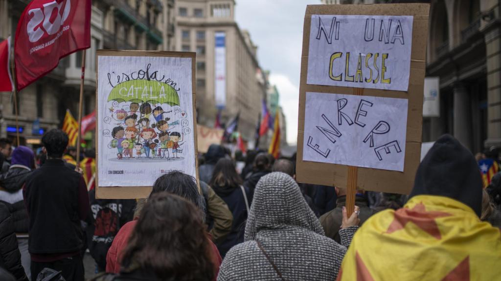 Huelga estudiantil en Cataluña.