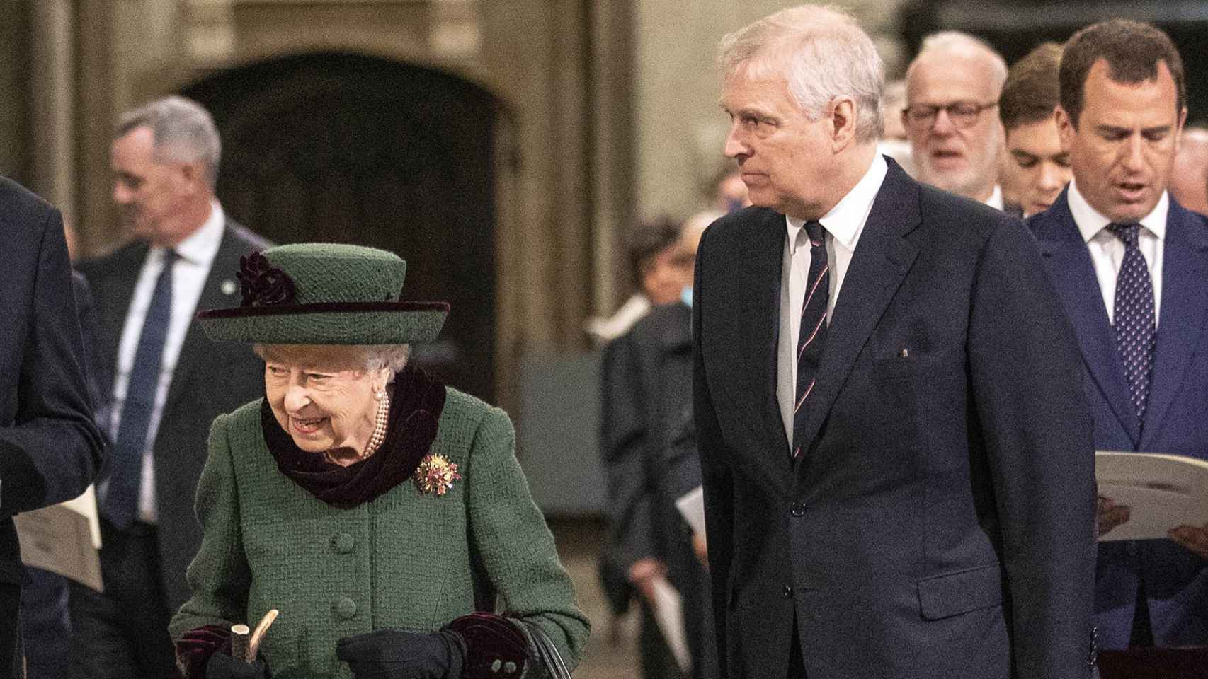 La reina Isabel el pasado 29 de marzo durante la misa ofrecida al duque de Edimburgo.