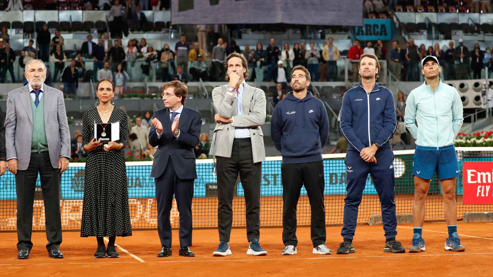 Homenaje a Manolo Santan en el Mutua Madrid Open.